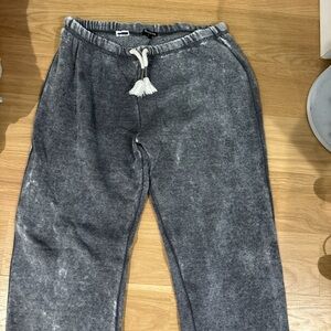 Gray Track Pants with Drawstring Waist and Relaxed Fit